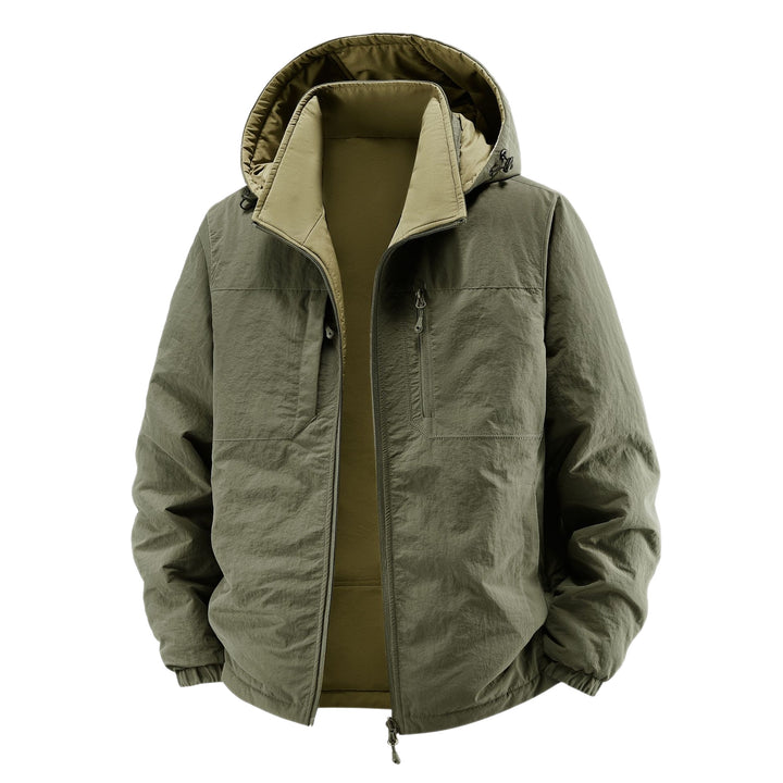 Men's thermo field jacket with fleece lining, hood and front pockets Mune Fashion