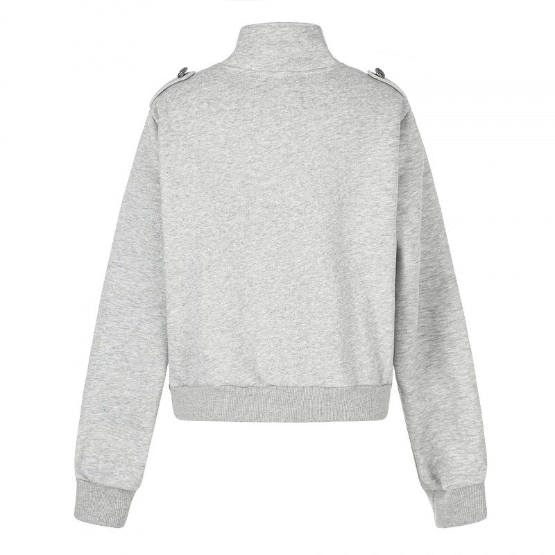 Unisex Sweat Jacket in Military Look with Double Button Placket Mune Fashion