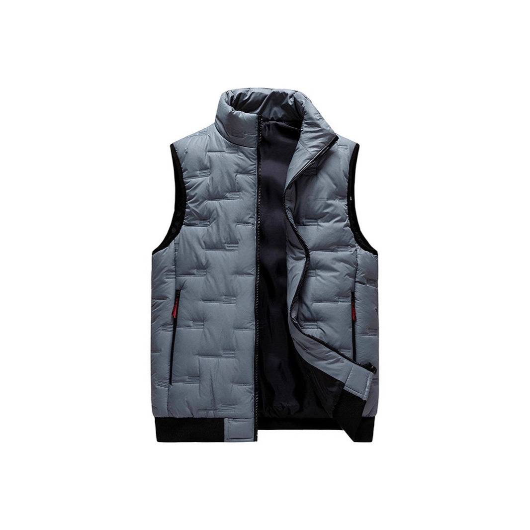 Men's quilted thermal vest with a high stand-up collar, windproof microfiber outer layer, and concealed zip pockets Mune Fashion