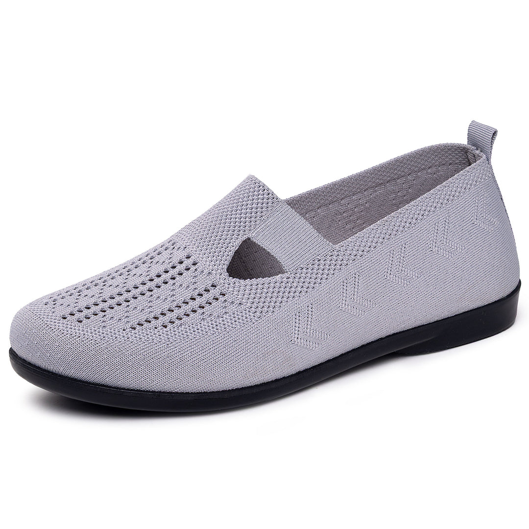 Ladies nan lightly knitted comfort moccasin with elastic central strap and shock-absorbing wedge sole Mune Fashion