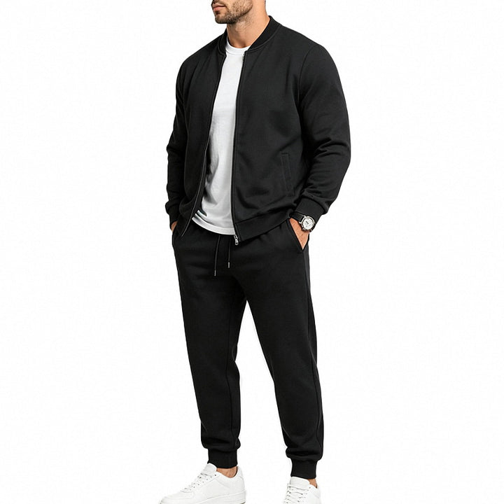 Men's Nan Sportives Two-Piece Jogging Suit Set with Bomber Jacket and Tapered Jogging Pants Mune Fashion