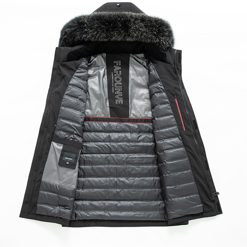 Men's Water-Repellent Thermo Parka with Hood and Removable Faux Fur Trim Mune Fashion