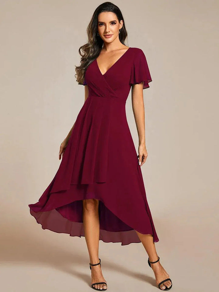 Women's Elegant Wrap Dress with Asymmetric Hem Mune Fashion