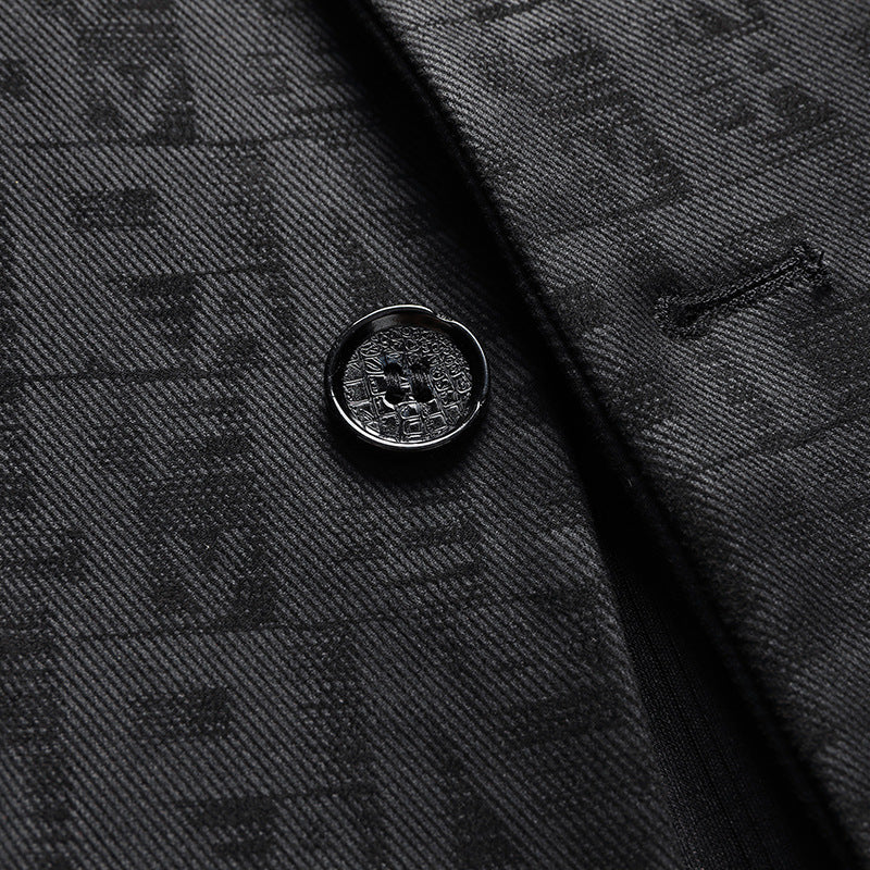Men's blazer made of textured jacquard wool blend with two-button cut and patch pockets Mune Fashion
