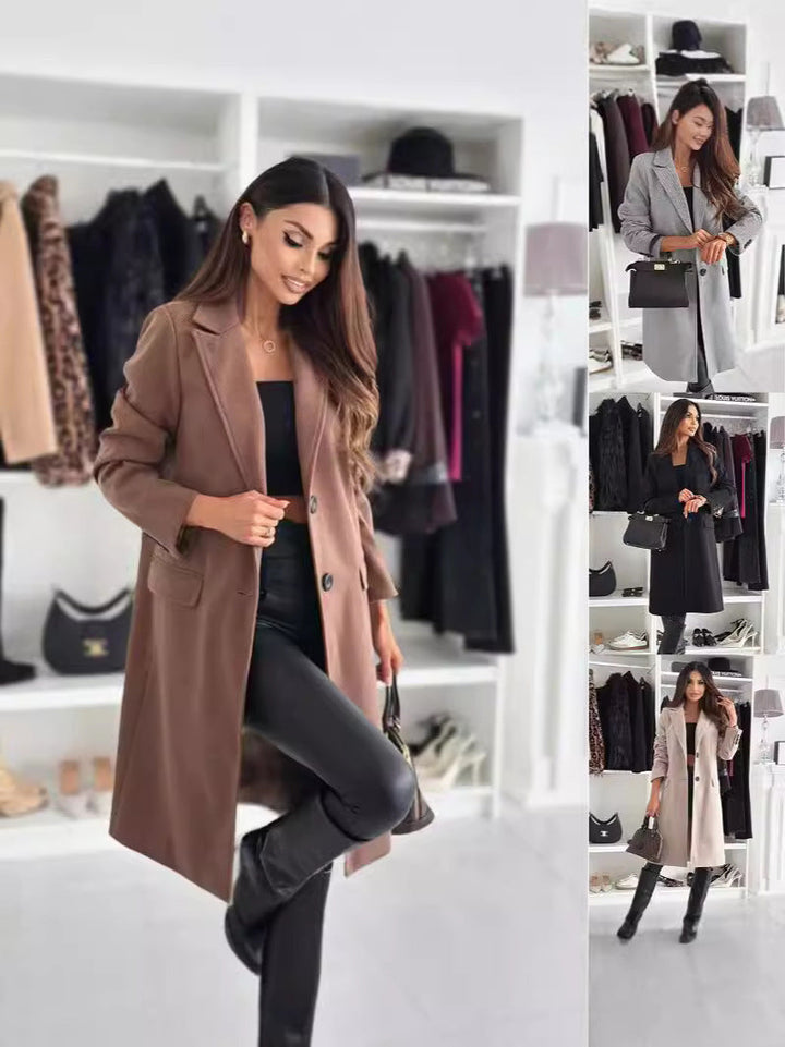 Women's Long and Elegant Winter Coat with A Slim Fit Mune