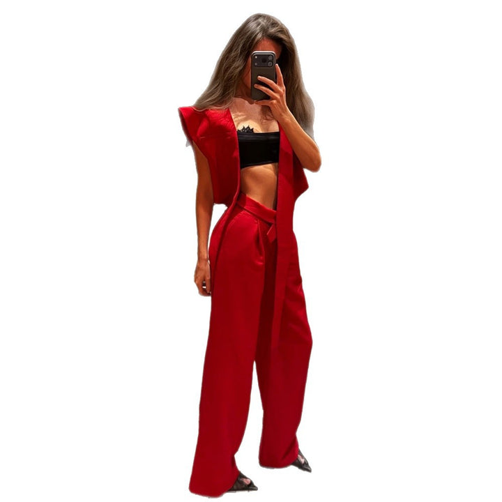 Ladies Sleeveless Longline Vest with Shoulder-Emphasizing Silhouette Mune Fashion
