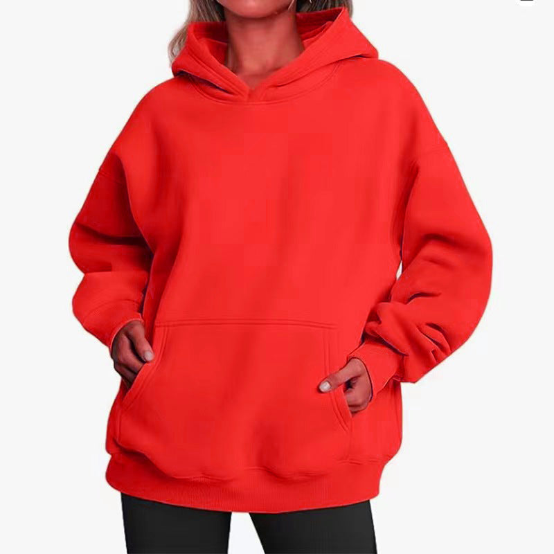 Women extra long oversized hoodie in boxy cut with kangaroo pocket and ribbed hem Mune Fashion