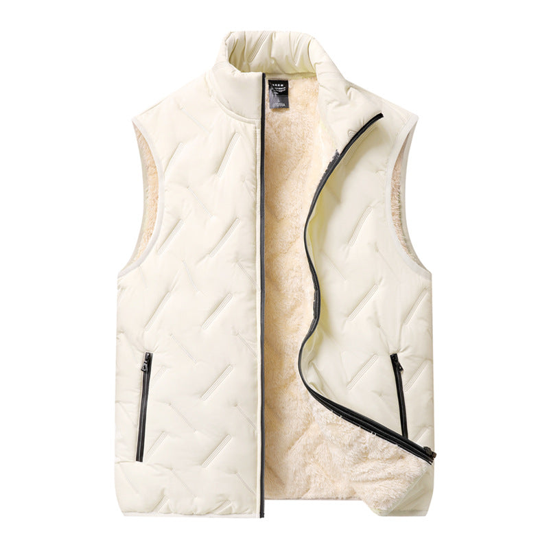 Men's multifunctional quilted vest with fleece lining