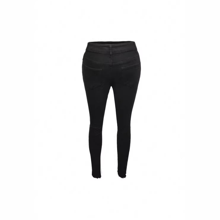 Women high-waisted body-shaping skinny jeans with knee rips and butt-lifting waistband Mune Fashion