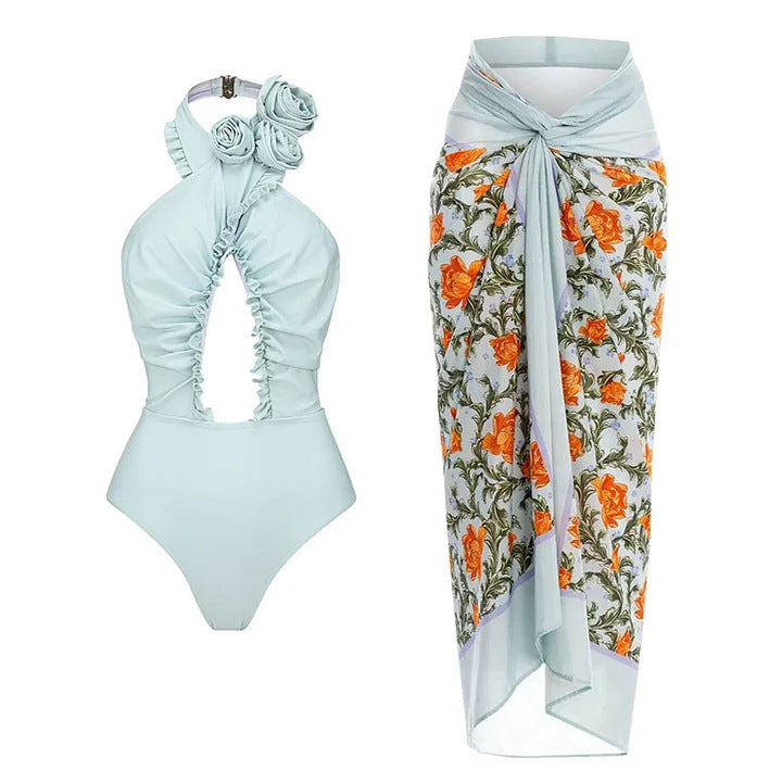 Women's high-quality one-piece swimsuit with exceptional cut and floral details Mune Fashion