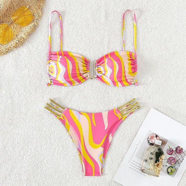 Women's bikini with fashionable ruffle detail and trendy gradient color Mune Fashion