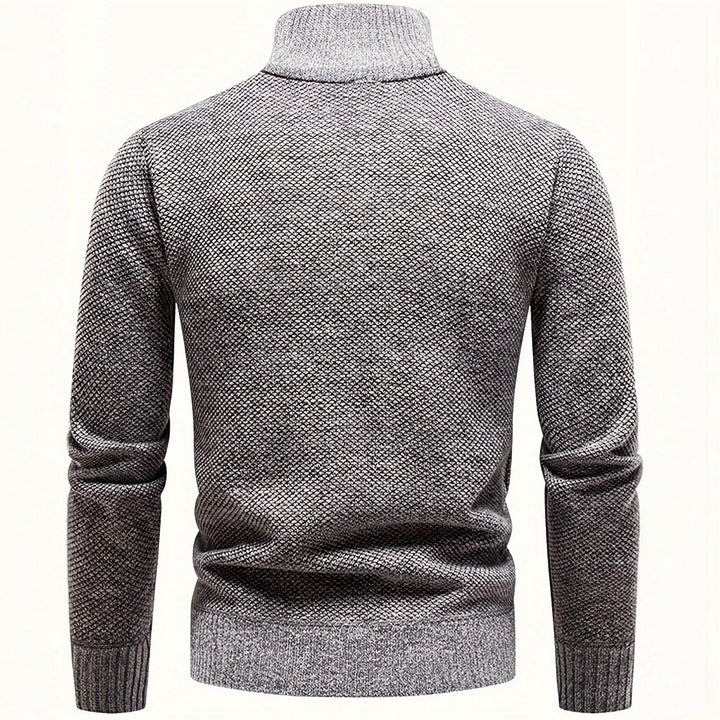 Men's Thermo Knit Sweater with Stand-up Collar and Half Zip Mune Fashion