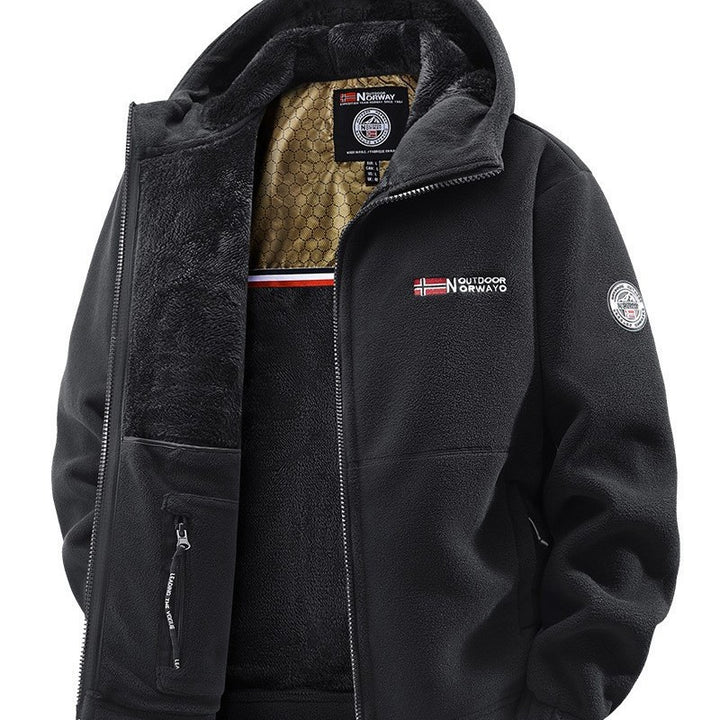 Men's Cozy Fleece Hoodie Jacket with Teddy Lining, Windproof and Zipper Pockets Mune Fashion
