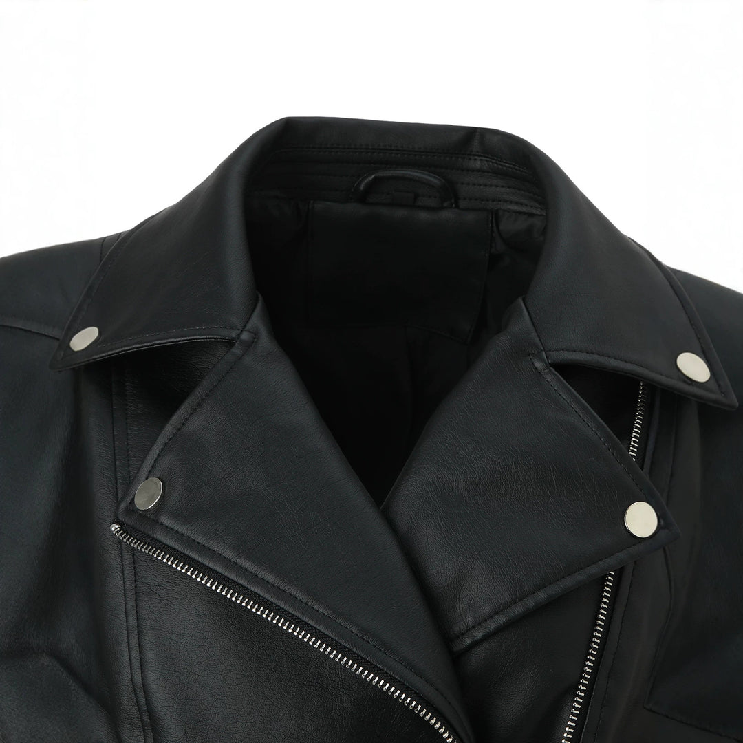 Women's biker jacket made of faux leather with a tailored cut Mune Fashion