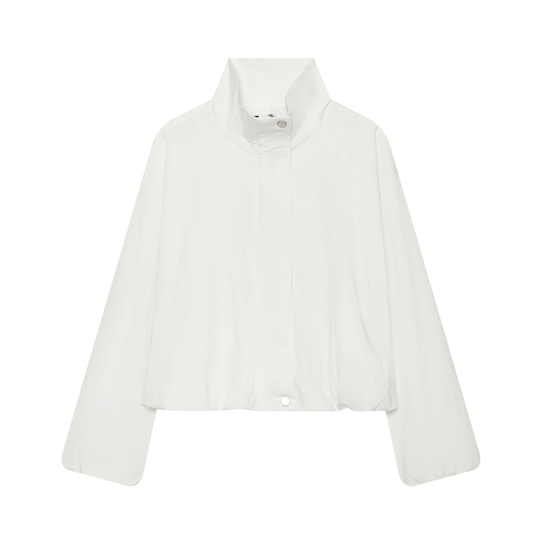 Ladies Cropped Functional Blouson with Funnel Collar and Concealed Press Stud Placket Mune Fashion