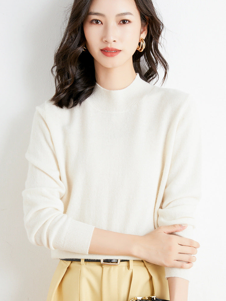 Women's Short Roll Neck Fine Knit Sweater with Light Mohair Effect Mune Fashion