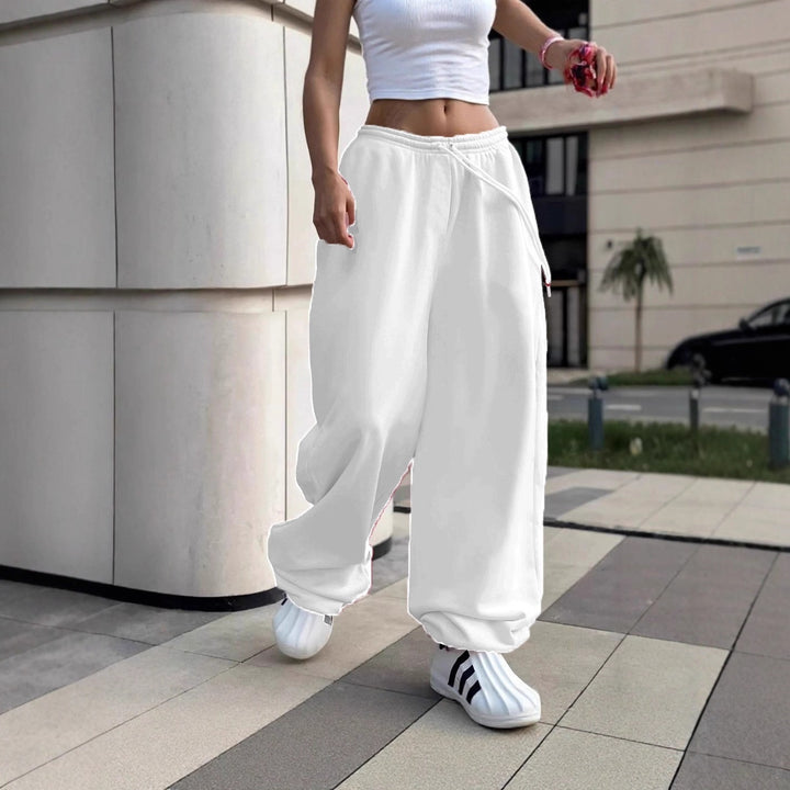 Women's wide Baggy joggers with a high comfort waistband, drawstring and elastic ankle cuffs Mune Fashion