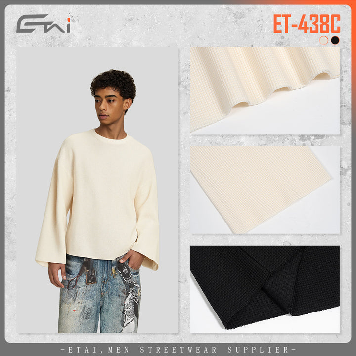 Men's Boxy Waffle Knit Sweater with Oversized Cut and Round Neck Mune Fashion