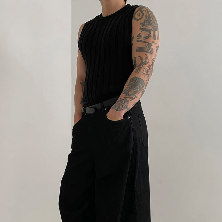 Men's fashionable chunky knit vest with stand-up collar Mune Fashion