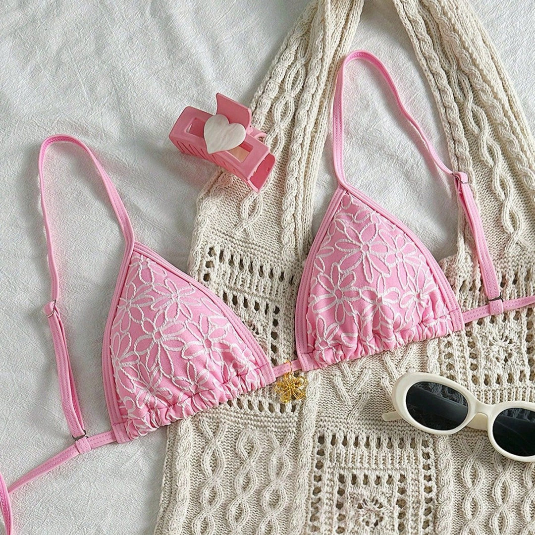 Women's Triangle Bikini with Floral Design Mune Fashion