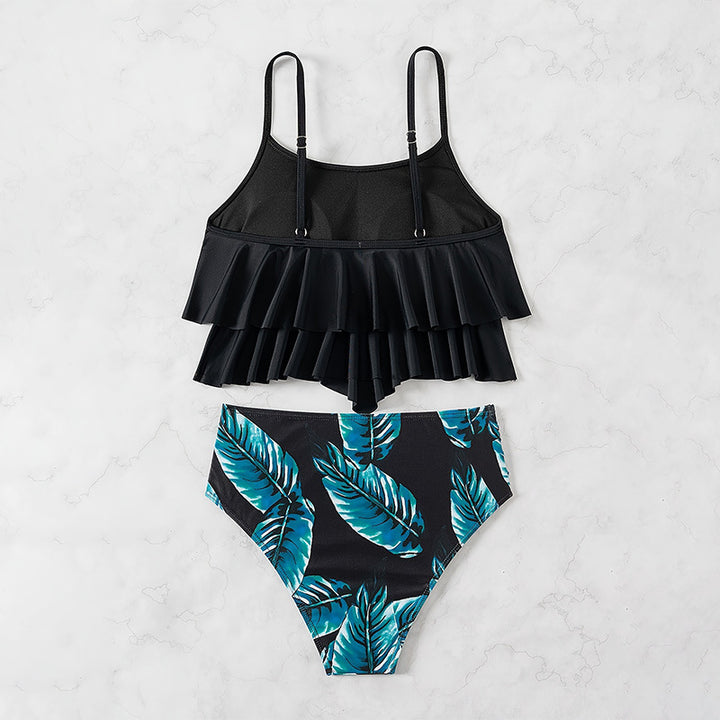 Women Two-Piece Swimsuit with Voluminous Ruffle Detail and High-Waisted Bottom Mune Fashion