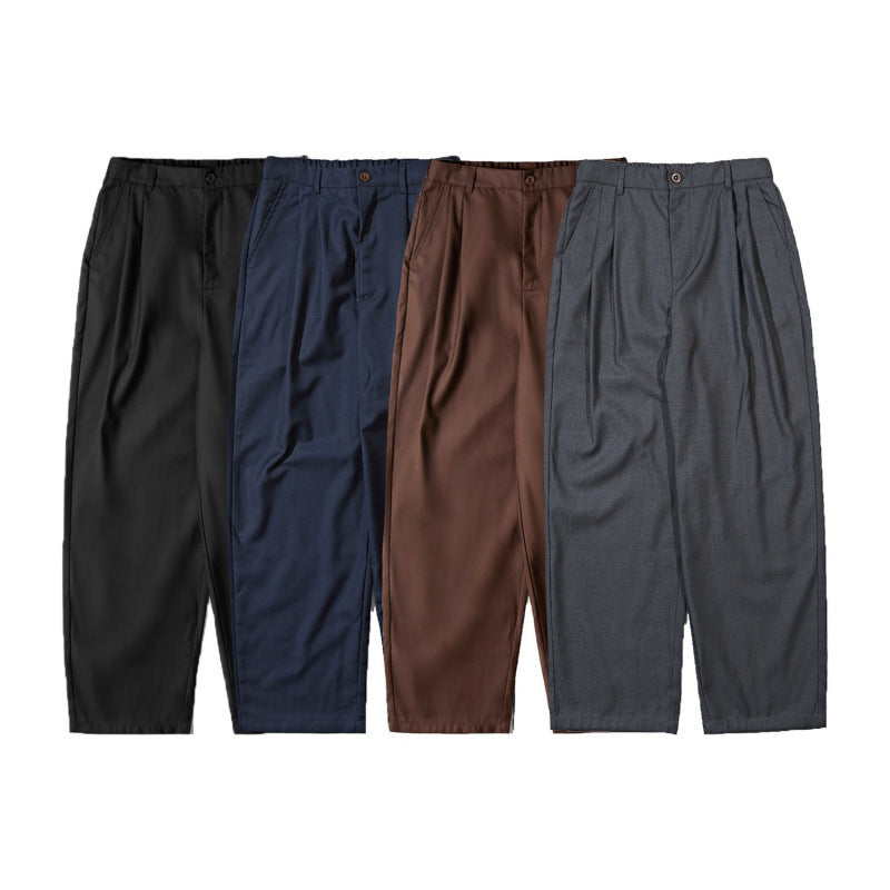 Women Wide Highwaist Pants with Pleats, Cropped Hem and Tapered Cut Mune Fashion