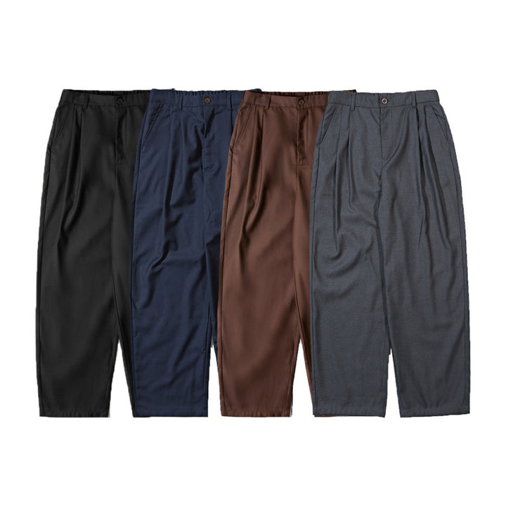 Women Wide Highwaist Pants with Pleats, Cropped Hem and Tapered Cut Mune Fashion