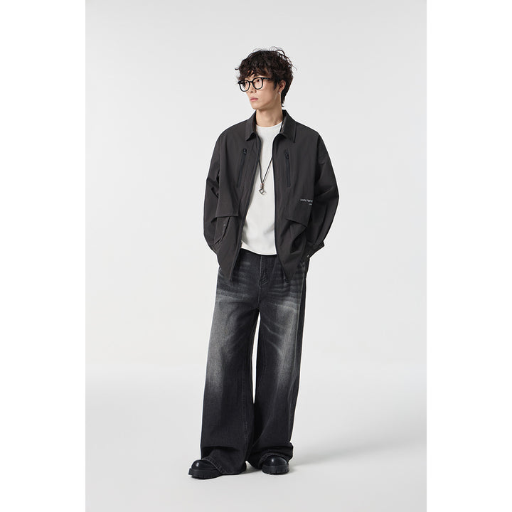 Unisex Technical Overshirt Jacket in Boxy Cut with Front Zipper and Multi-Function Pockets Mune Fashion