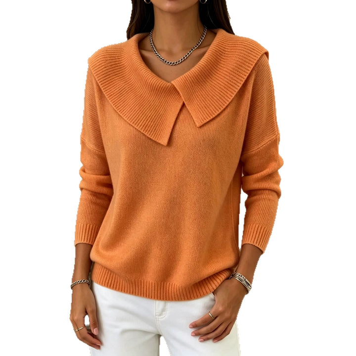 Women Oversized Turtleneck Sweater with Asymmetric Shawl Collar Mune Fashion