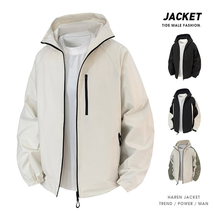 Men's Lightweight Transition Jacket with Adjustable Hood Closure Mune Fashion
