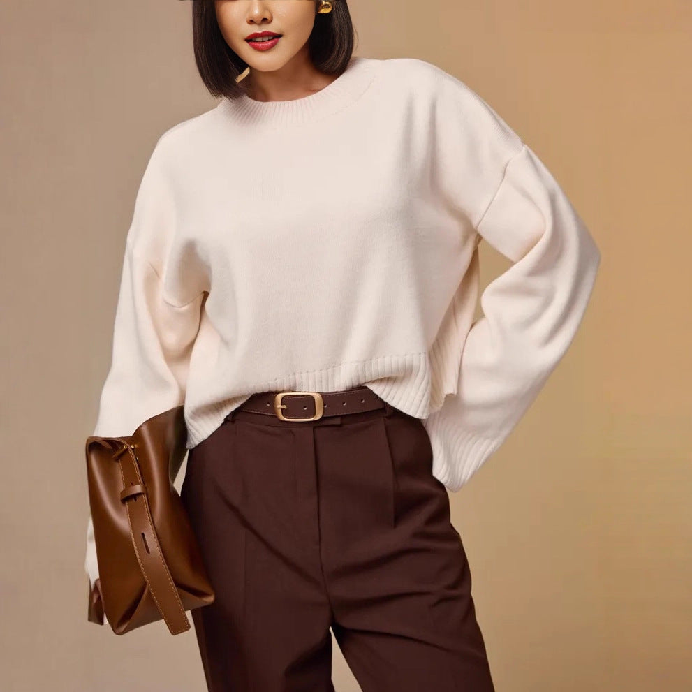 Women's Fashionable Cropped Sweater with Loose Fit