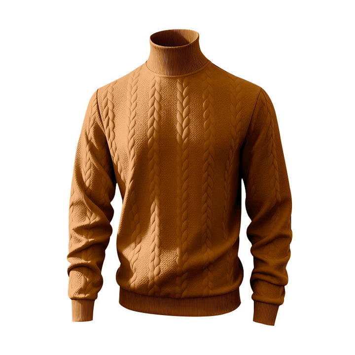 Men's chunky-knit turtleneck sweater with cable pattern and ribbed cuffs Mune Fashion