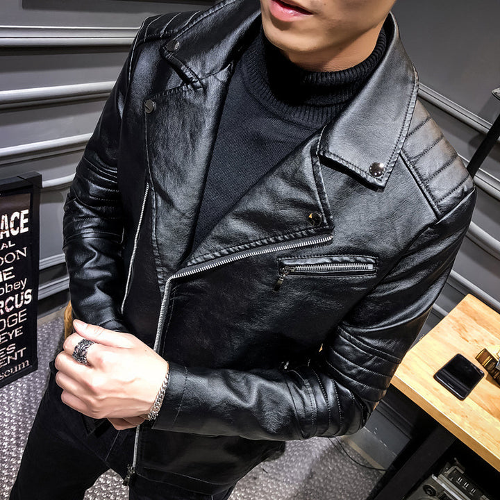 Men Stylish Faux Leather Biker Jacket Mune Fashion