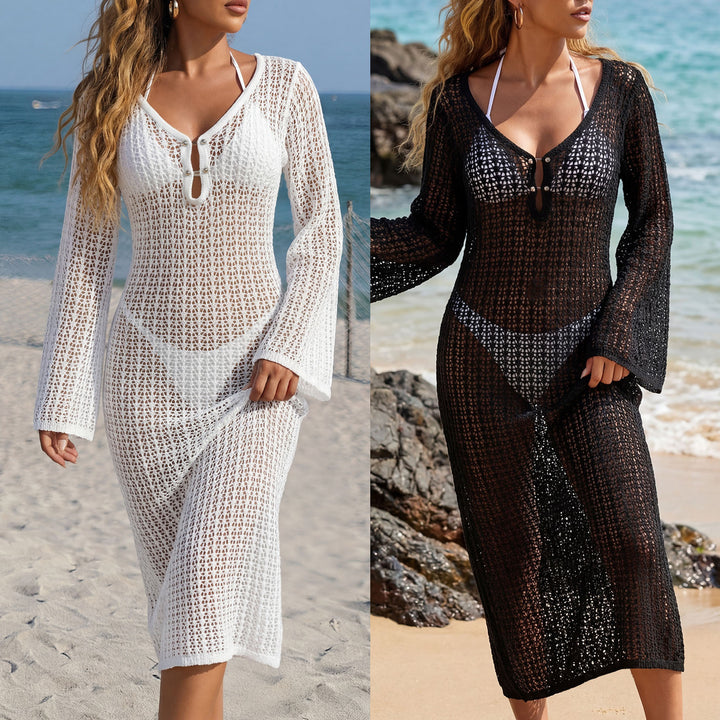 Women's airy beach cover-up with crocheted design Mune Fashion