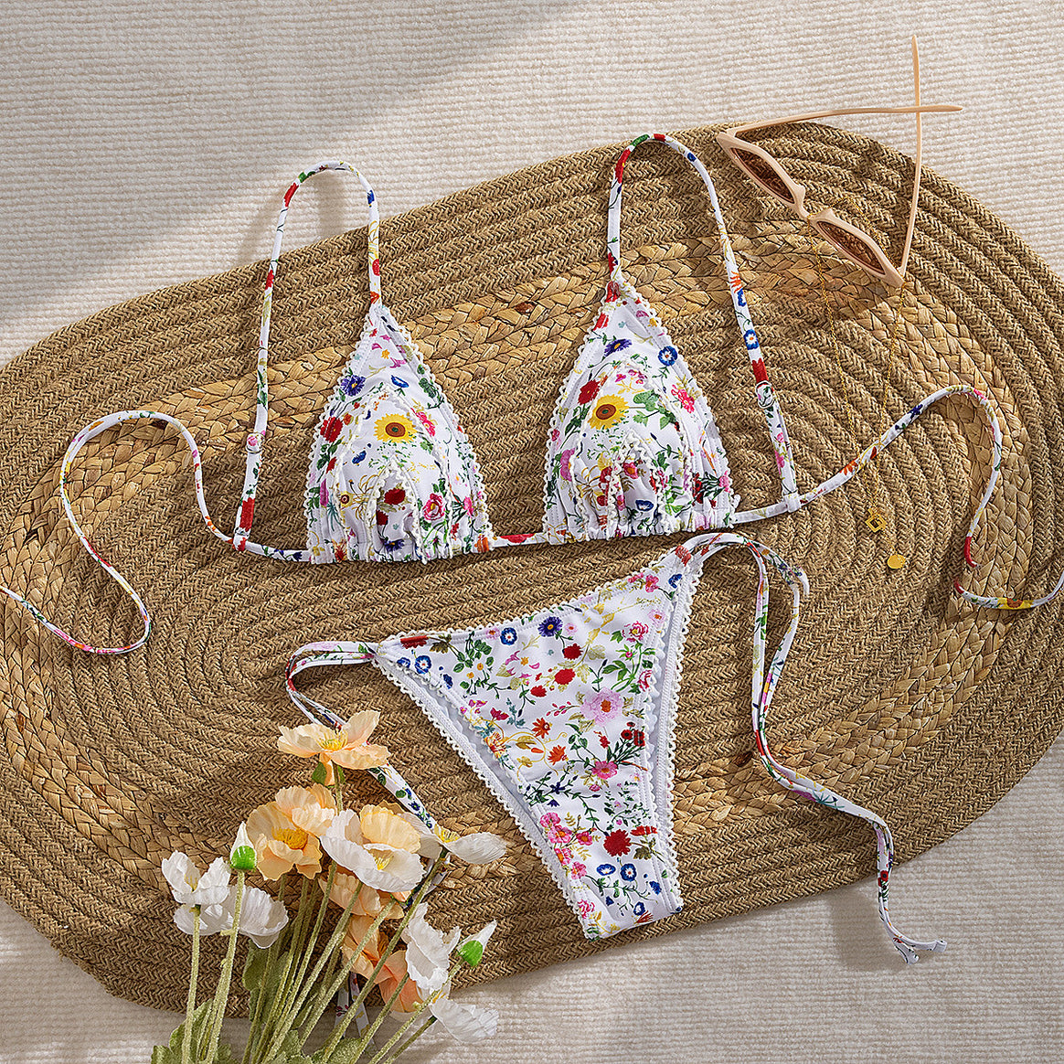 Ladies Triangle Bikini with playful tie straps Mune Fashion
