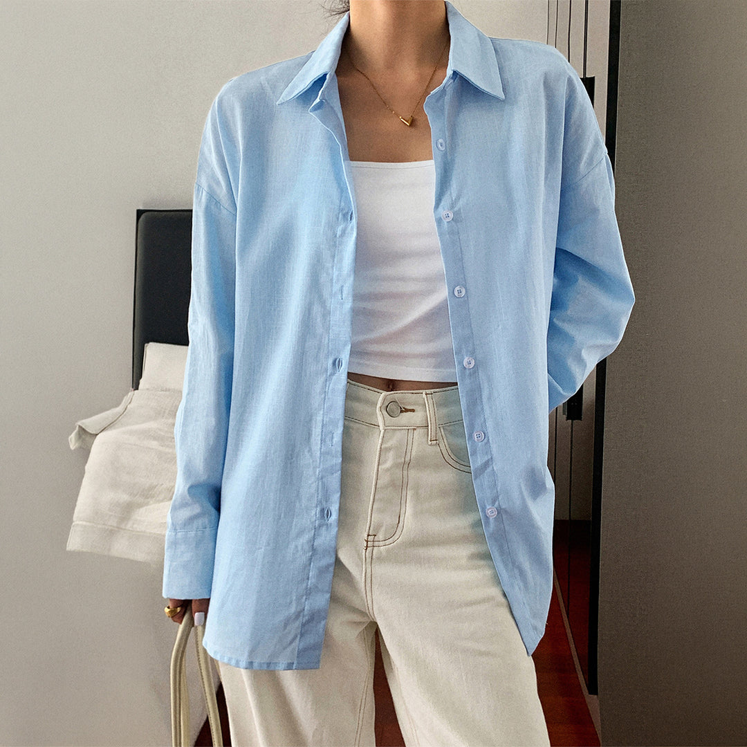 Ladies two-piece summer set made of lightweight oversized shirt and sleeveless mini dress Mune Fashion