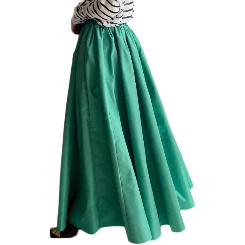 Women Elegant A-Line Maxi Skirt with High Waist, Hidden Side Pockets and Reinforced Hem Mune Fashion