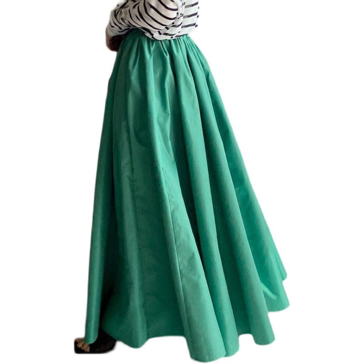 Women Elegant A-Line Maxi Skirt with High Waist, Hidden Side Pockets and Reinforced Hem Mune Fashion