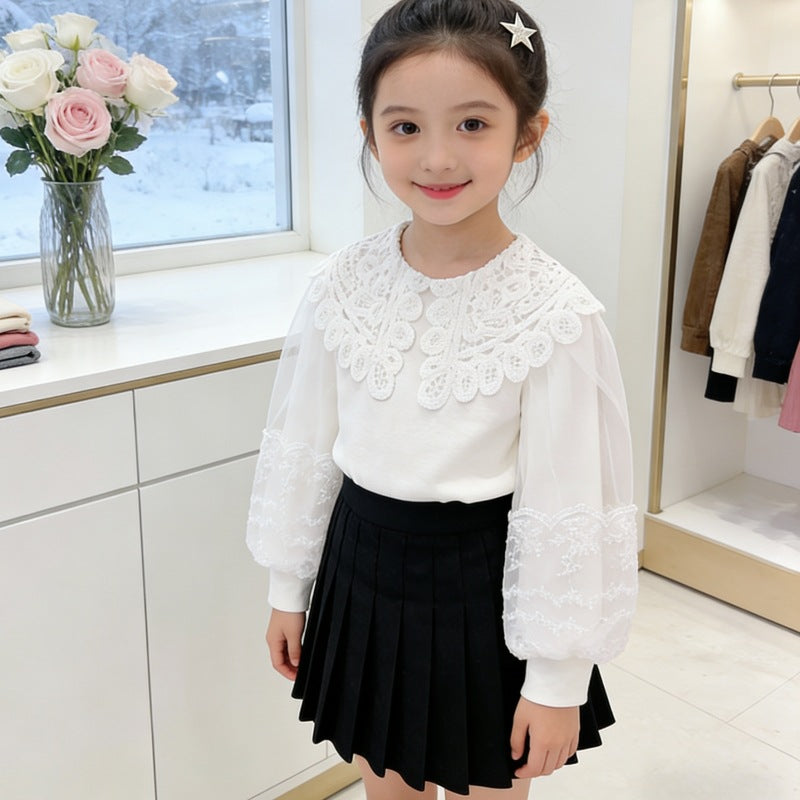 Ladies elegant blouse with intricate crochet details Mune Fashion