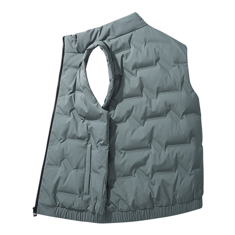 Men's Sleeveless Quilted Insulated Vest with Stand-up Collar Mune Fashion