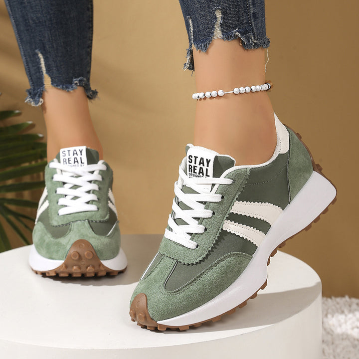 Ladies Retro Platform Sneaker with Velvet and Mesh Mix Mune Fashion