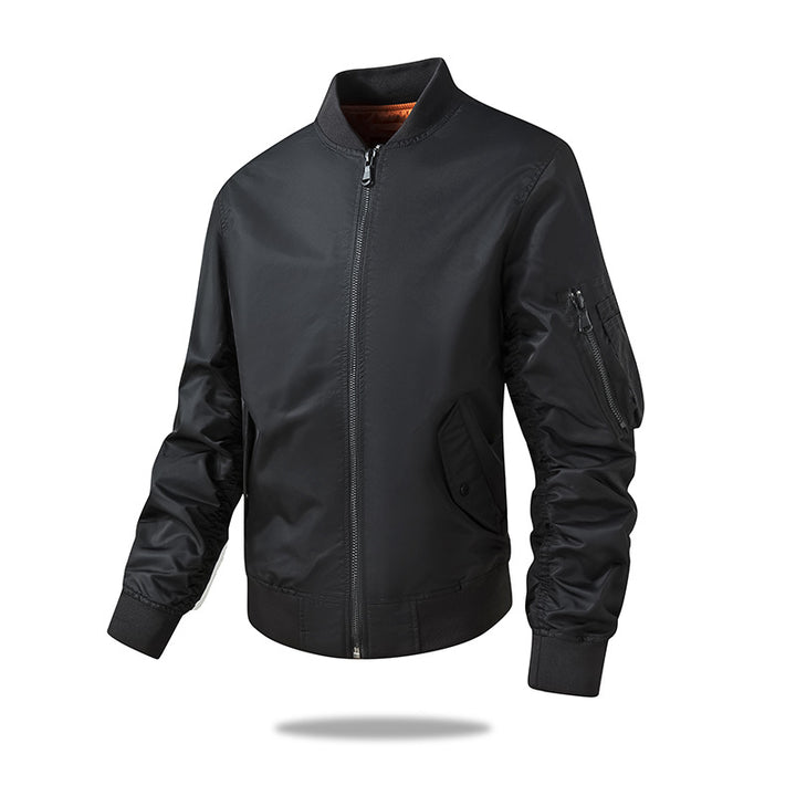 Men's Multifunctional Nylon Bomber Jacket with Concealed Zipper and Arm Pocket Mune Fashion