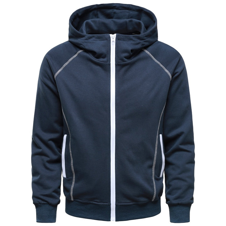 Men's hoodie zip jacket in sporty raglan style with contrast seams and ribbed cuffs Mune Fashion