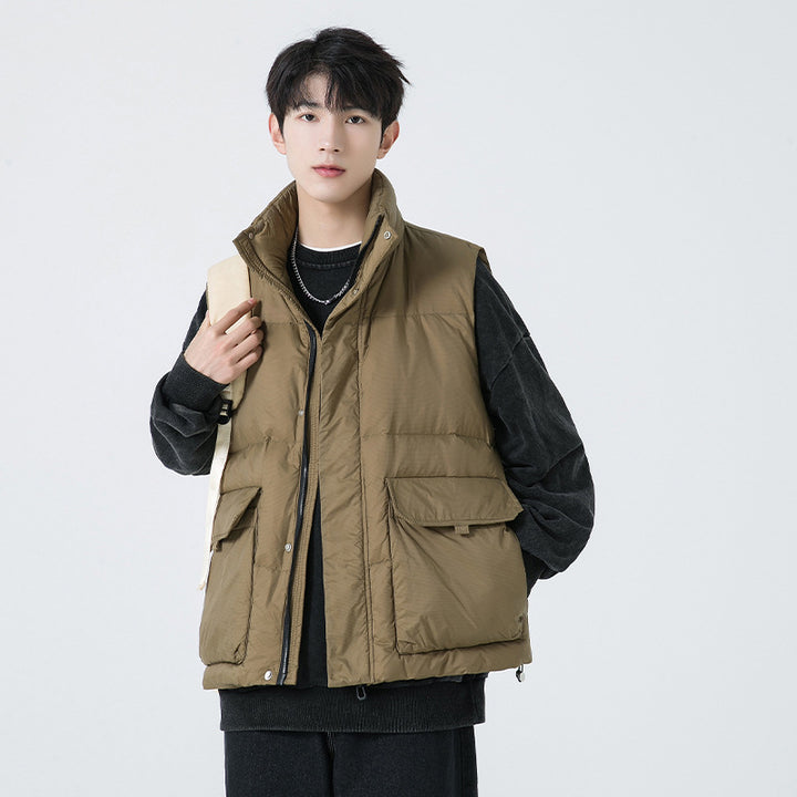 Men's Padded Outdoor Quilted Vest with Large Flap Pockets Drune