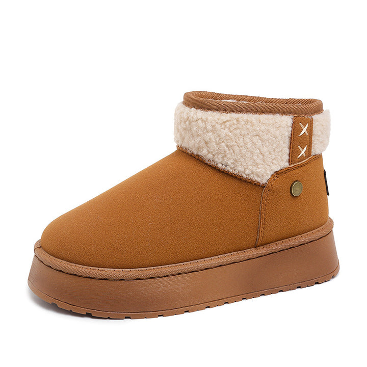 Women's Lined Ankle Boots with Teddy Lining, Faux Velvet and Platform Sole Mune Fashion