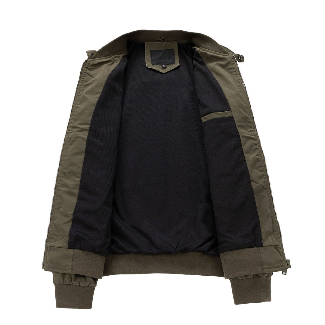 Men's aviator-inspired windbreaker bomber jacket with stand collar and mesh lining Mune Fashion