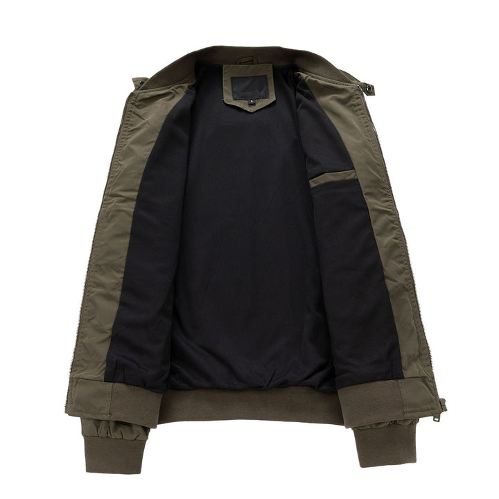 Men's aviator-inspired windbreaker bomber jacket with stand collar and mesh lining Mune Fashion