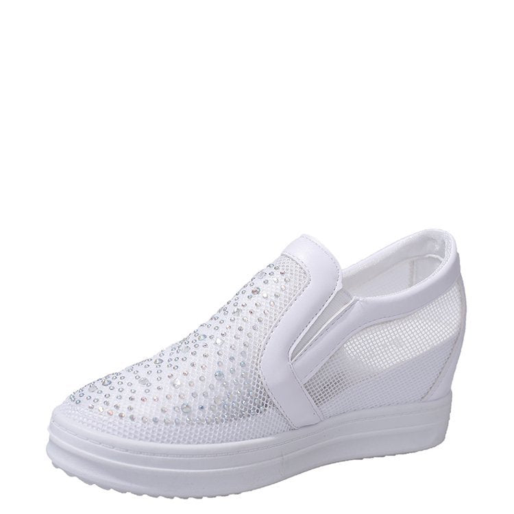 Damen Keil-Sneaker mit Glitzersteinen und atmungsaktivem Mesh Mune Fashion