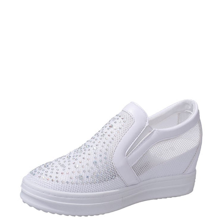 Damen Keil-Sneaker mit Glitzersteinen und atmungsaktivem Mesh Mune Fashion