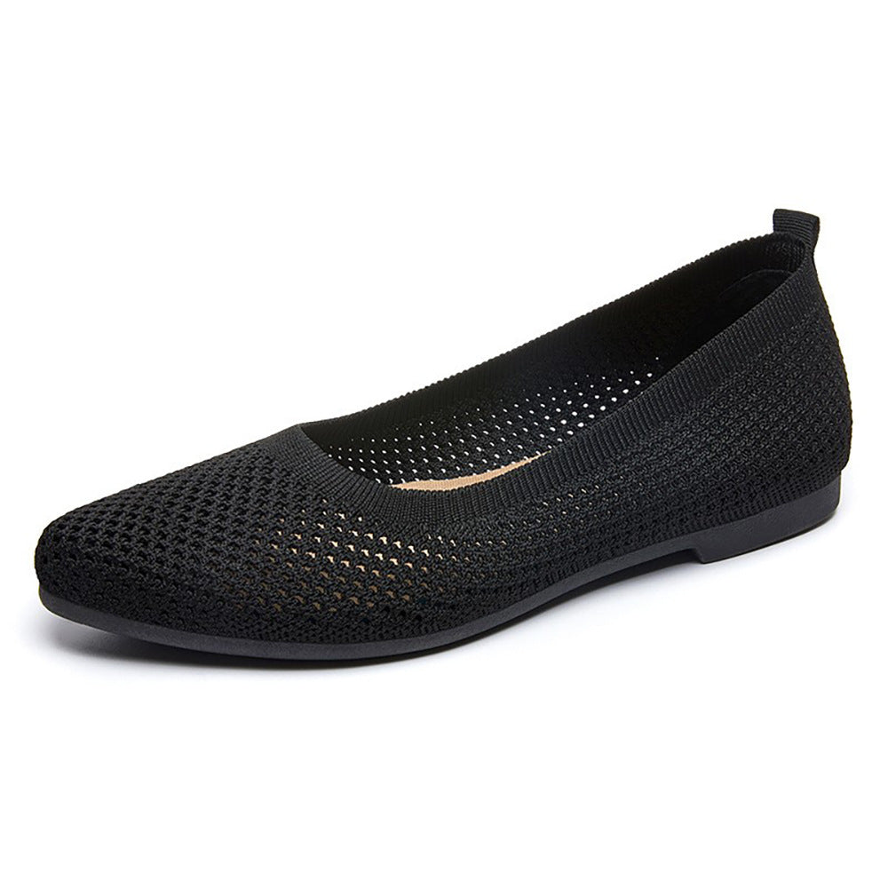 Ladies' breathable knitted ballerina slippers with flexible non-slip EVA sole Mune Fashion